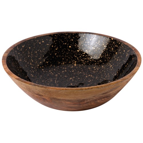 Ξύλινο Μπωλ 30x10cm Μαύρο "Gold Spots" Prestige
