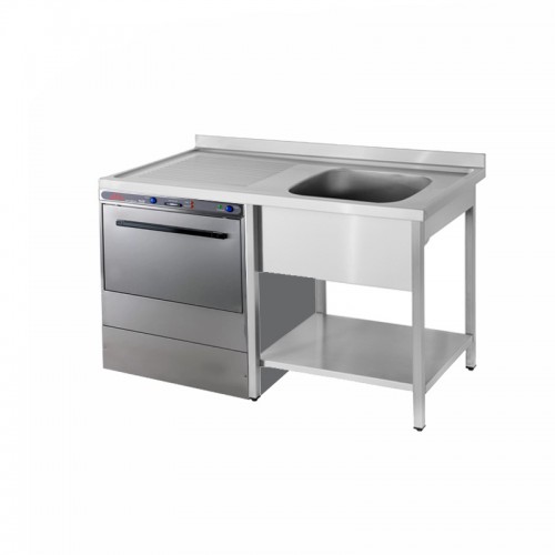 Λάντζα τραπέζι 140X70cm με 1 γούρνα 50x50 ΔΕΞΙΑ Profi Line και θέση για πλυντήριο VG