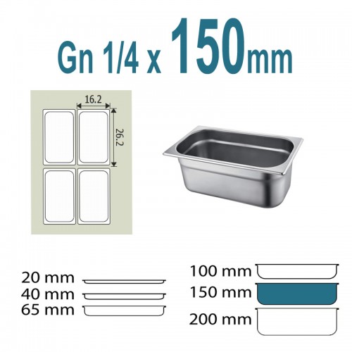 Λεκάνη Γαστρονομίας Inox GN 1/4 x 15cm