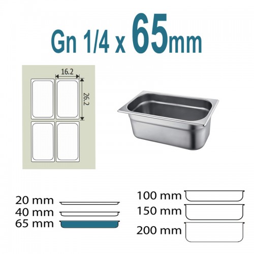 Λεκάνη Γαστρονομίας Inox GN 1/4 x 6.5cm