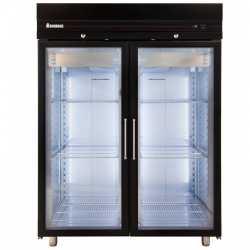 Ψυγείο θάλαμος κατάψυξη διπλός με γυάλινες πόρτες σε μαύρο χρώμα
