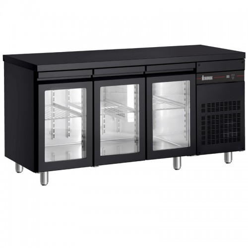Ψυγείο πάγκος με γυάλινες πόρτες 179Χ70Χ86cm σε μαύρο χρώμα