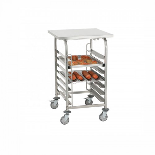 Καρότσι τροχήλατο μεταφοράς inox 7 θέσεων 60x40 JS με καπάκι