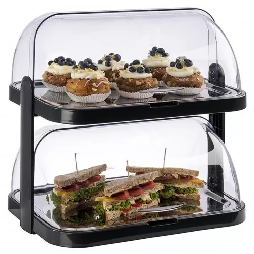 Βιτρίνα Ψυχόμενη Roll Top 32x44x44cm 2 Επίπεδων Μαύρη