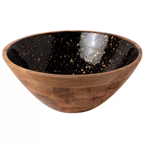 Ξύλινο Μπωλ 35x16cm Μαύρο "Gold Spots" Prestige