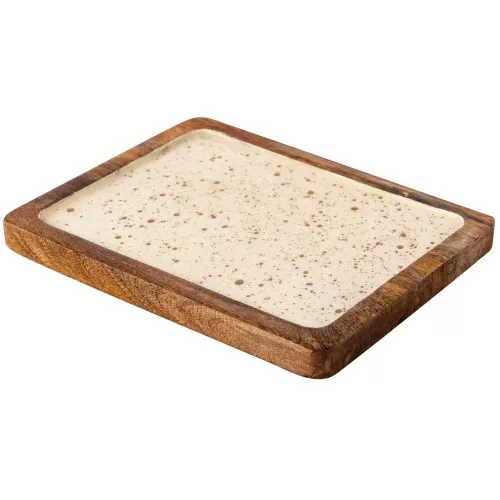 Ξύλινη Πιατέλα 20x6cm Λευκή "Gold Spots" Prestige