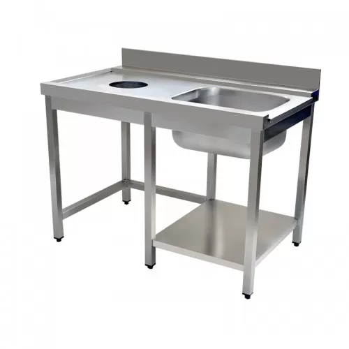 Τραπέζι εισόδου πλυντηρίου 120X75X85cm με 1 γούρνα δεξιά 50x40cmProfi Line